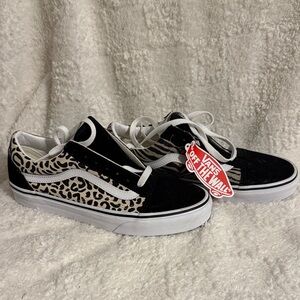Vans Black and Animal Print Sneakers